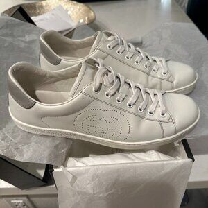 Gucci Ace White Perforated Interlocking Leather Sneaker